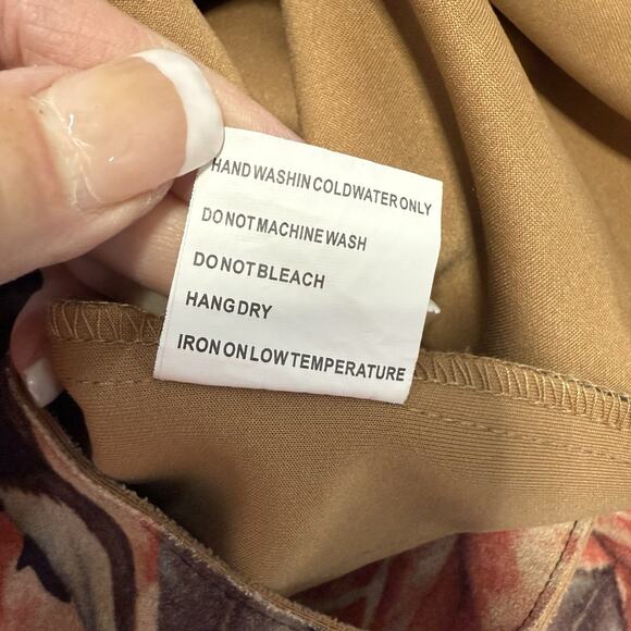 Solitaire Faux Suede Open Jacket Size L Pink Brown Floral Notch Collar Pockets - Picture 8 of 9